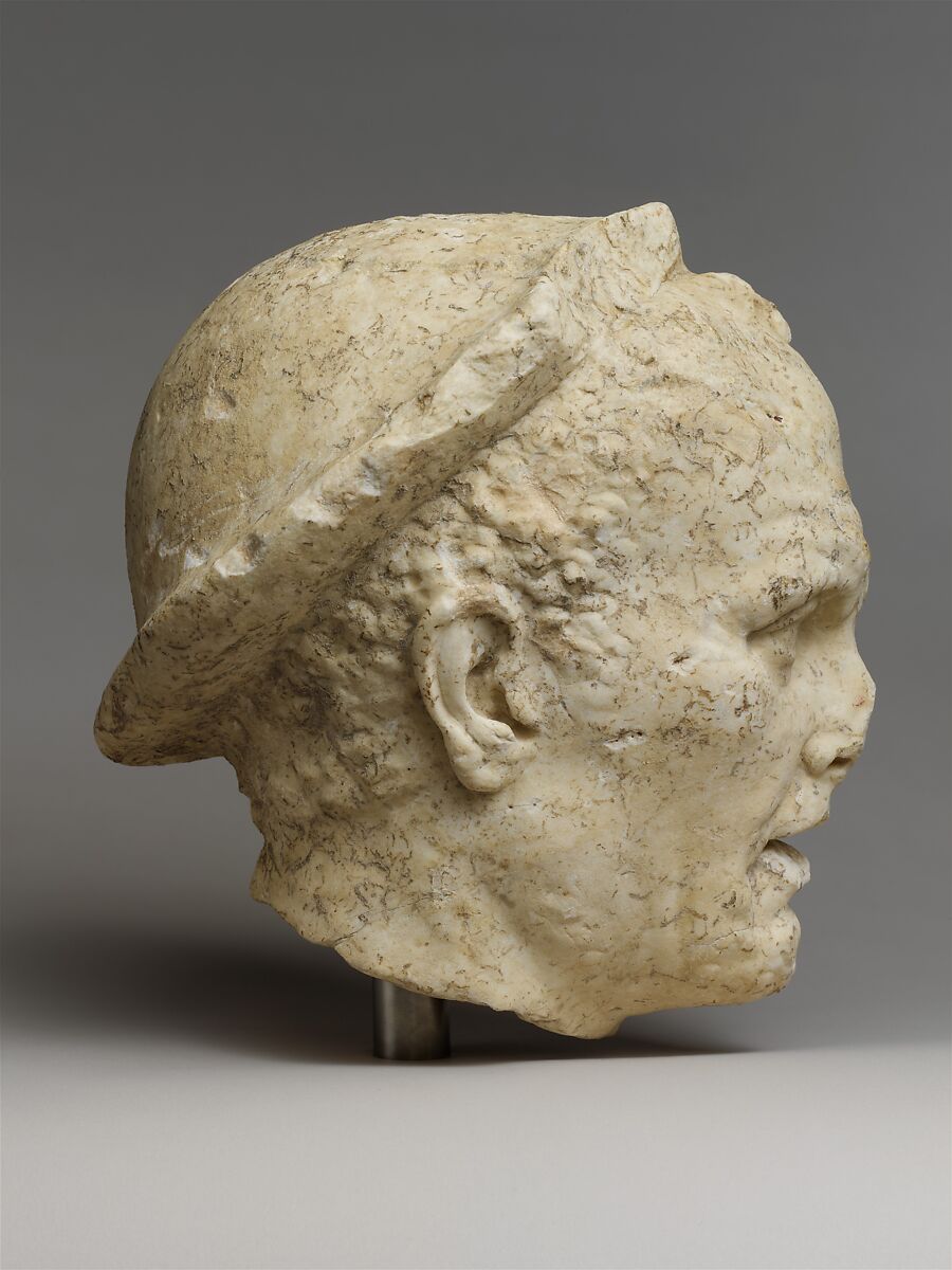 Marble head of an old fisherman, Marble, Roman
