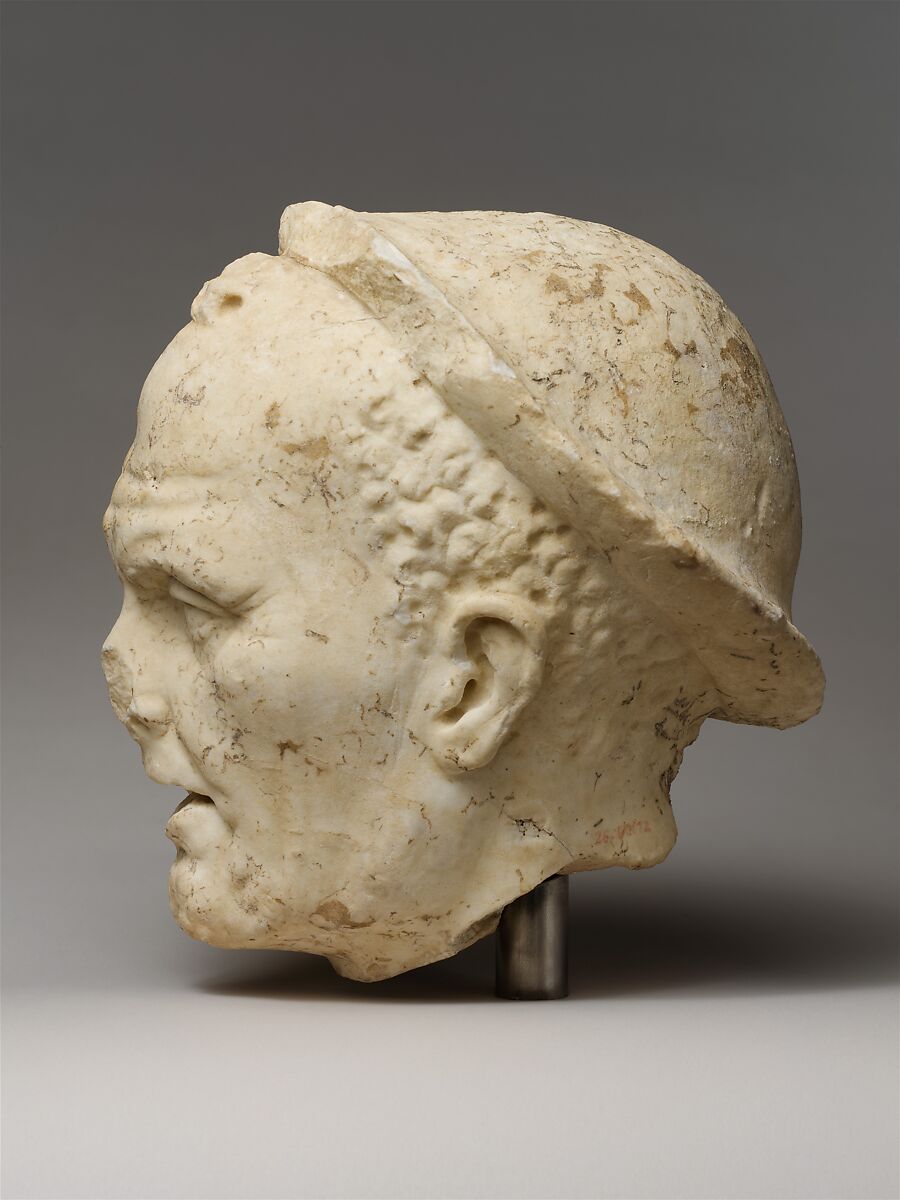 Marble head of an old fisherman, Marble, Roman