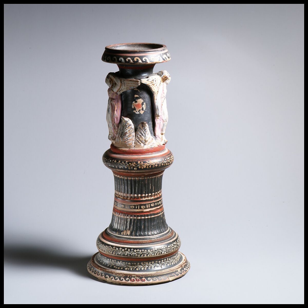 Terracotta thymiaterion (incense burner), Terracotta, Greek, South Italian, Apulian, Gnathian 