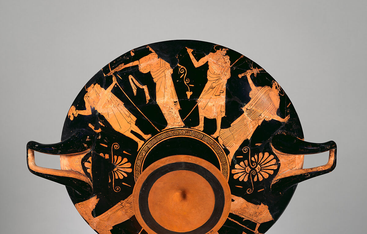 Terracotta kylix (drinking cup), Attributed to an artist near the Splanchnopt Painter, Terracotta, Greek, Attic