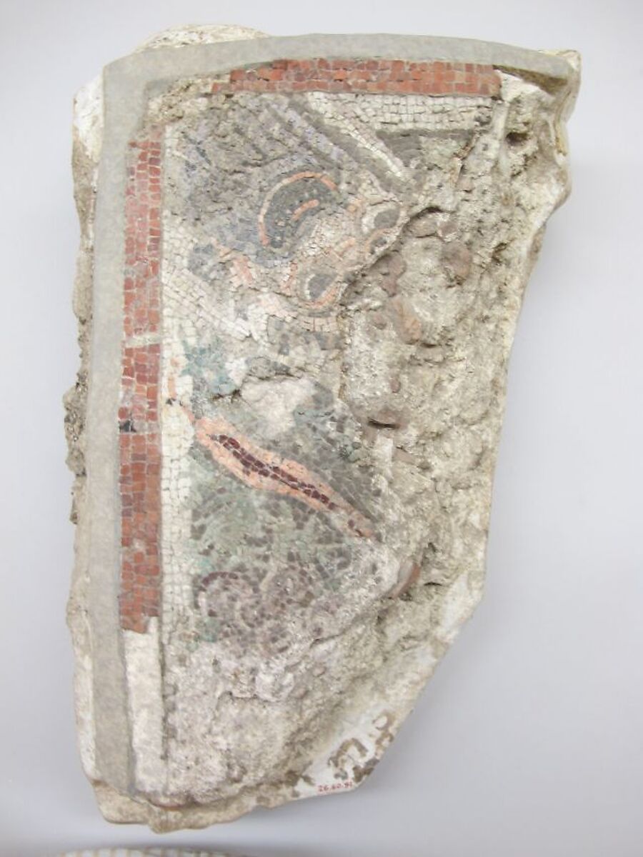 Mosaic of a mask, Tile, Roman 
