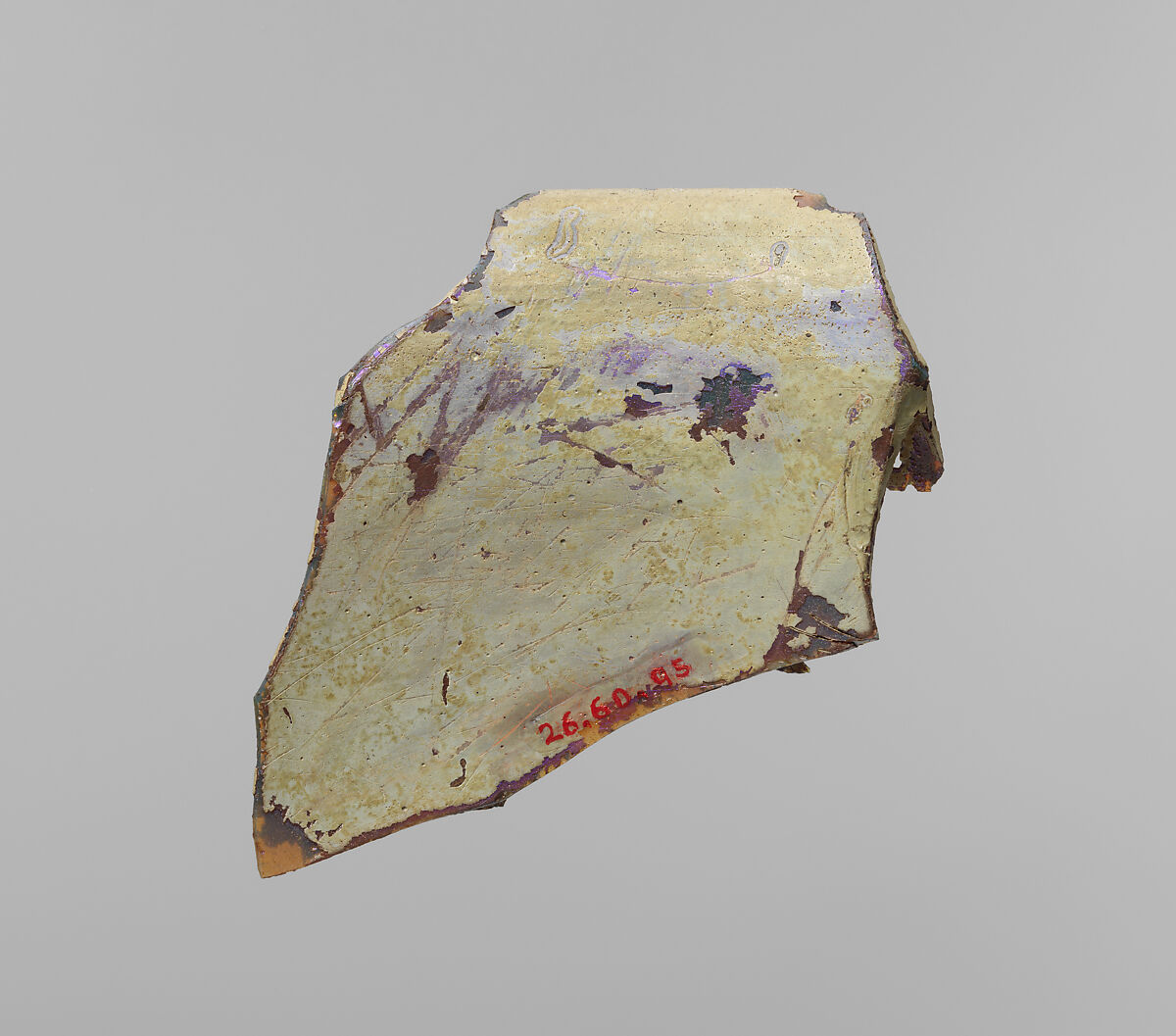 Glass cage cup fragment, Glass, dichroic, Roman