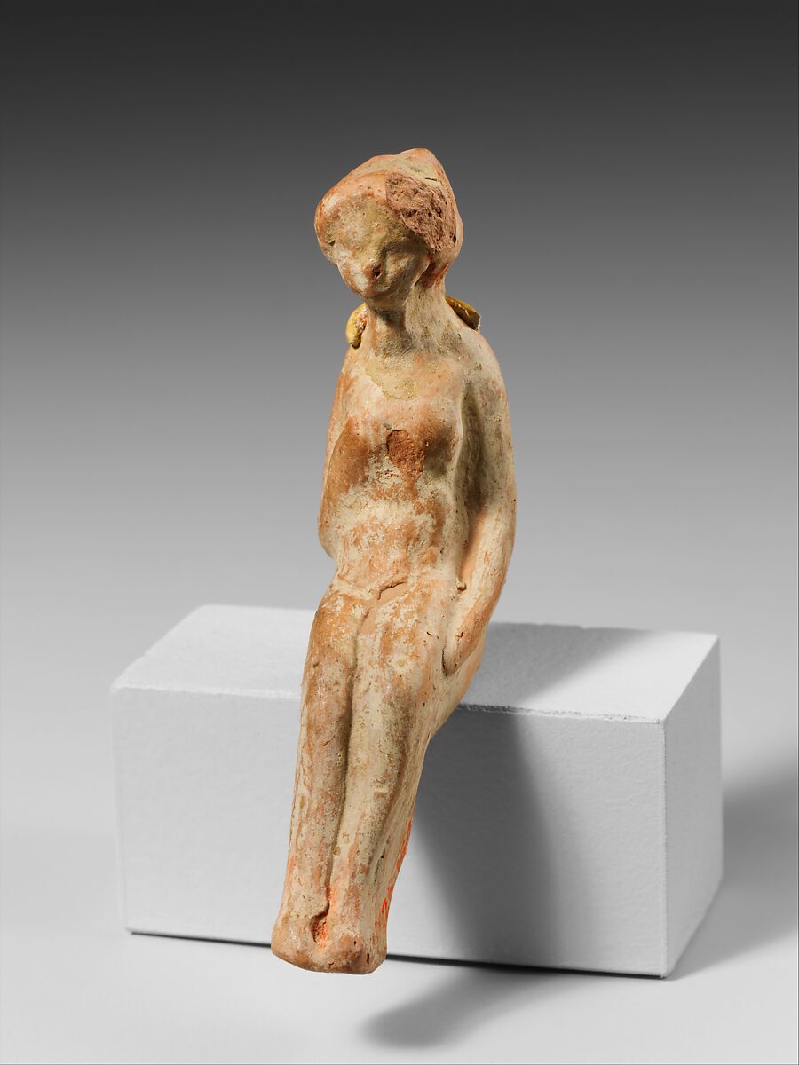 Terracotta statuette of a seated woman, Terracotta, Greek, Asia Minor 
