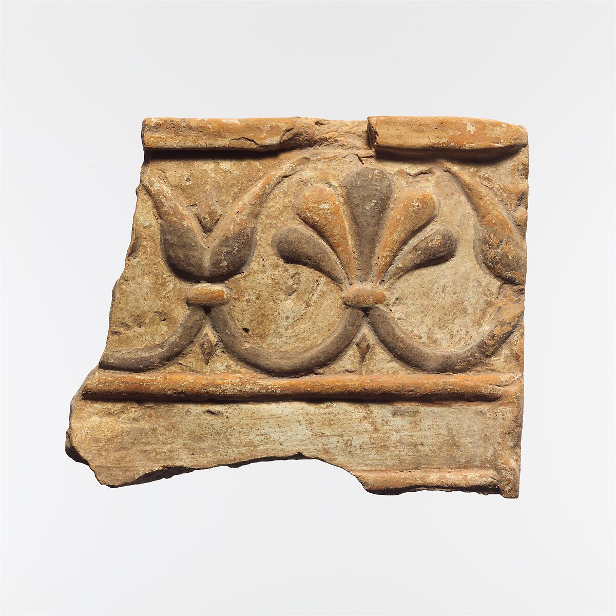 Fragment of a terracotta architectural tile, Terracotta, Lydian 