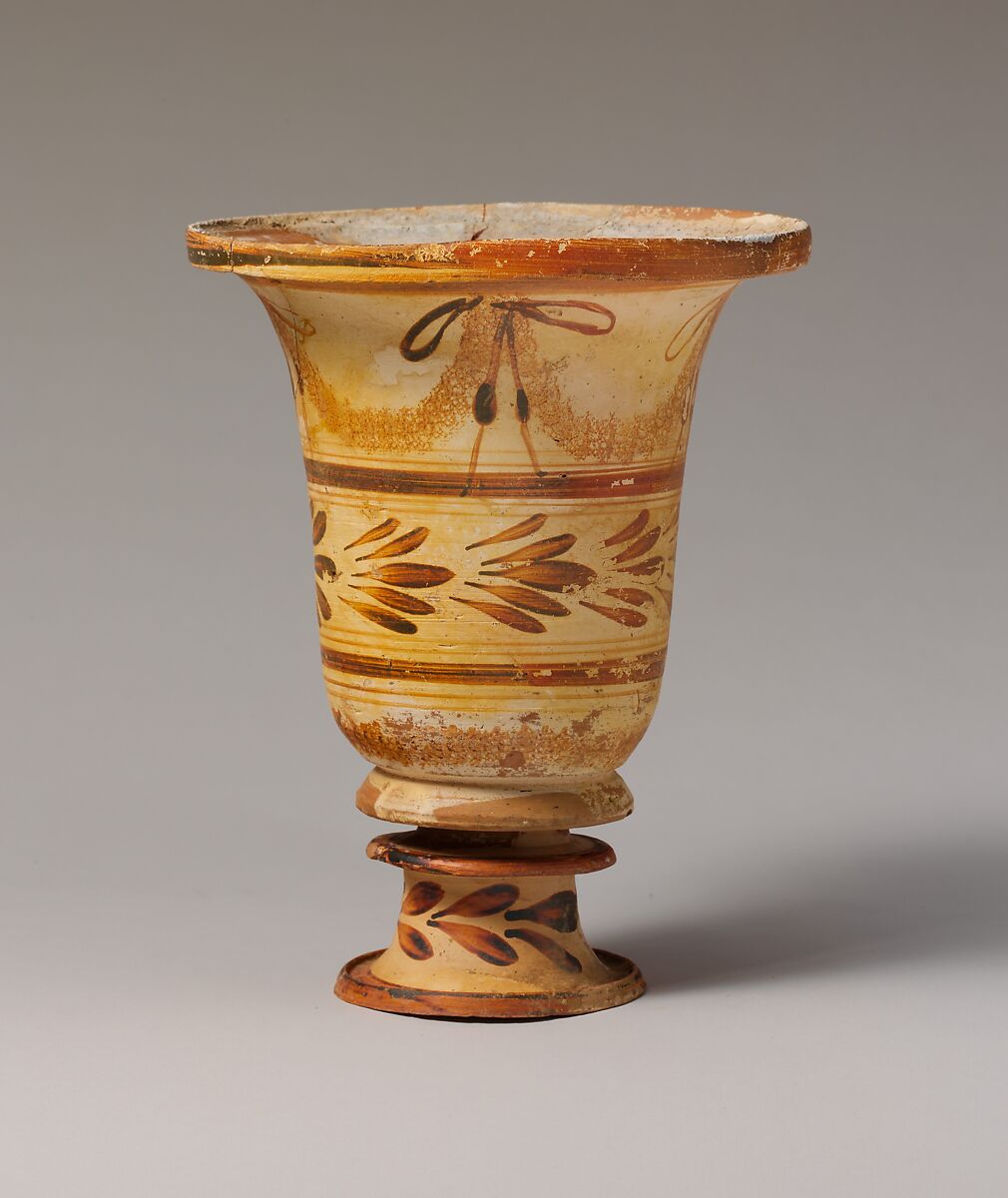 Terracotta flaring bowl on stand, Terracotta, Greek, Asia Minor 