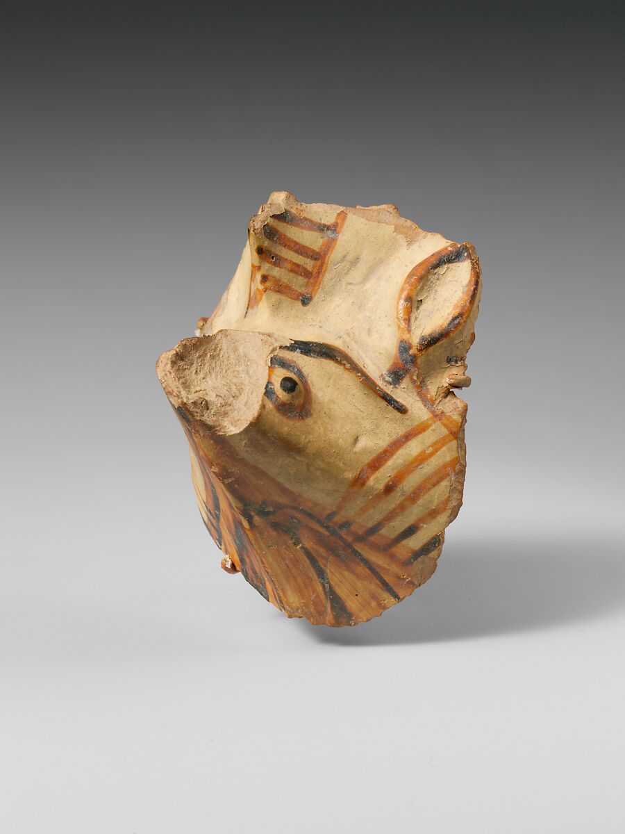 Terracotta vase fragment with griffin, Terracotta, East Greek, Lydian 