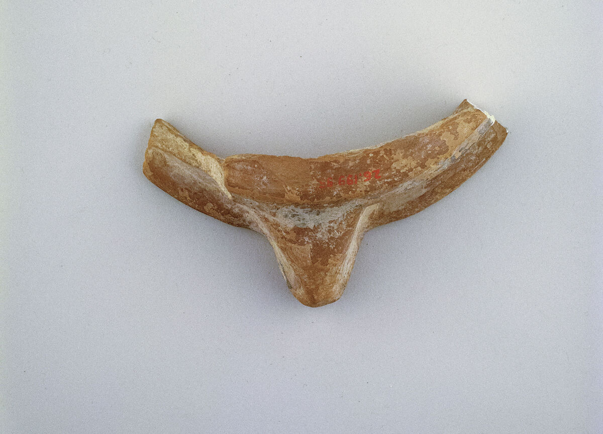 Terracotta lamp nozzle and rim, Terracotta, East Greek, Lydian
