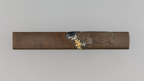 Knife Handle (Kozuka), Nobukatsu (Japanese), Copper-silver alloy (shibuichi), copper-gold alloy (shakudō), silver, gold, Japanese 