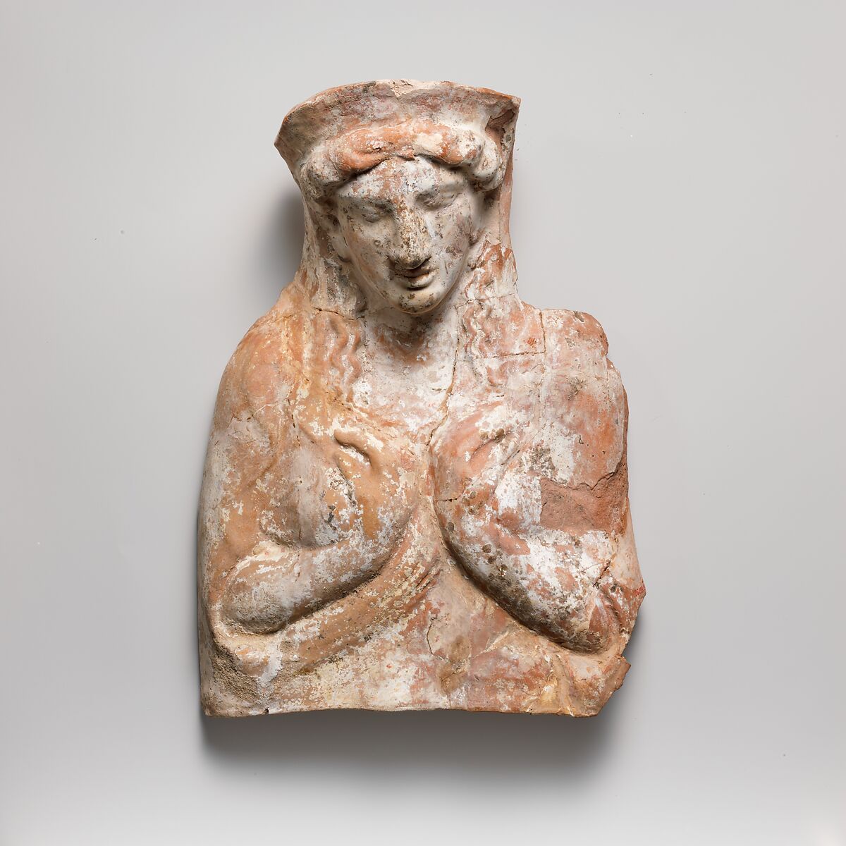 Terracotta relief with bust of a woman, Terracotta, East Greek 