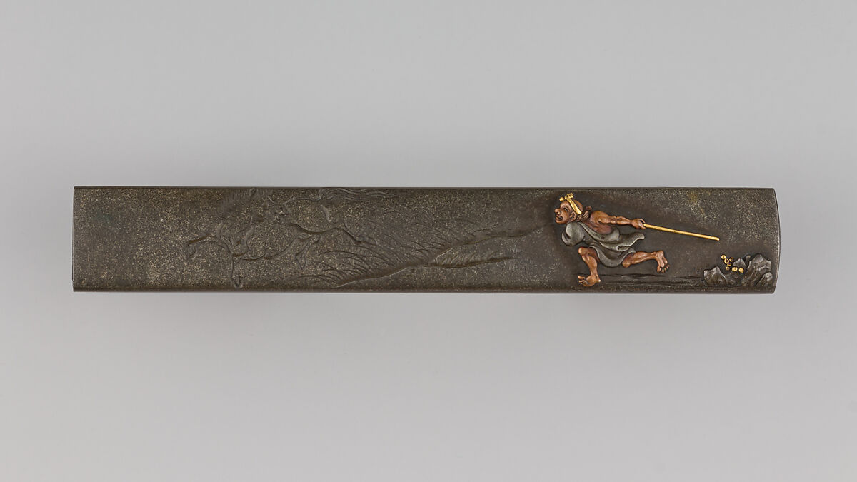 Knife Handle (Kozuka), Ichijosai Hironaga (Hirotoshi) (Japanese, died ca. 1800–25), Copper-silver alloy (shibuichi), copper, gold, Japanese 