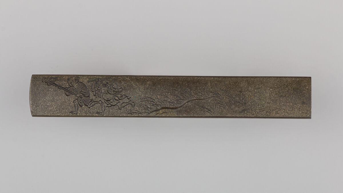 Knife Handle (Kozuka), Ichijosai Hironaga (Hirotoshi) (Japanese, died ca. 1800–25), Copper-silver alloy (shibuichi), copper, gold, Japanese