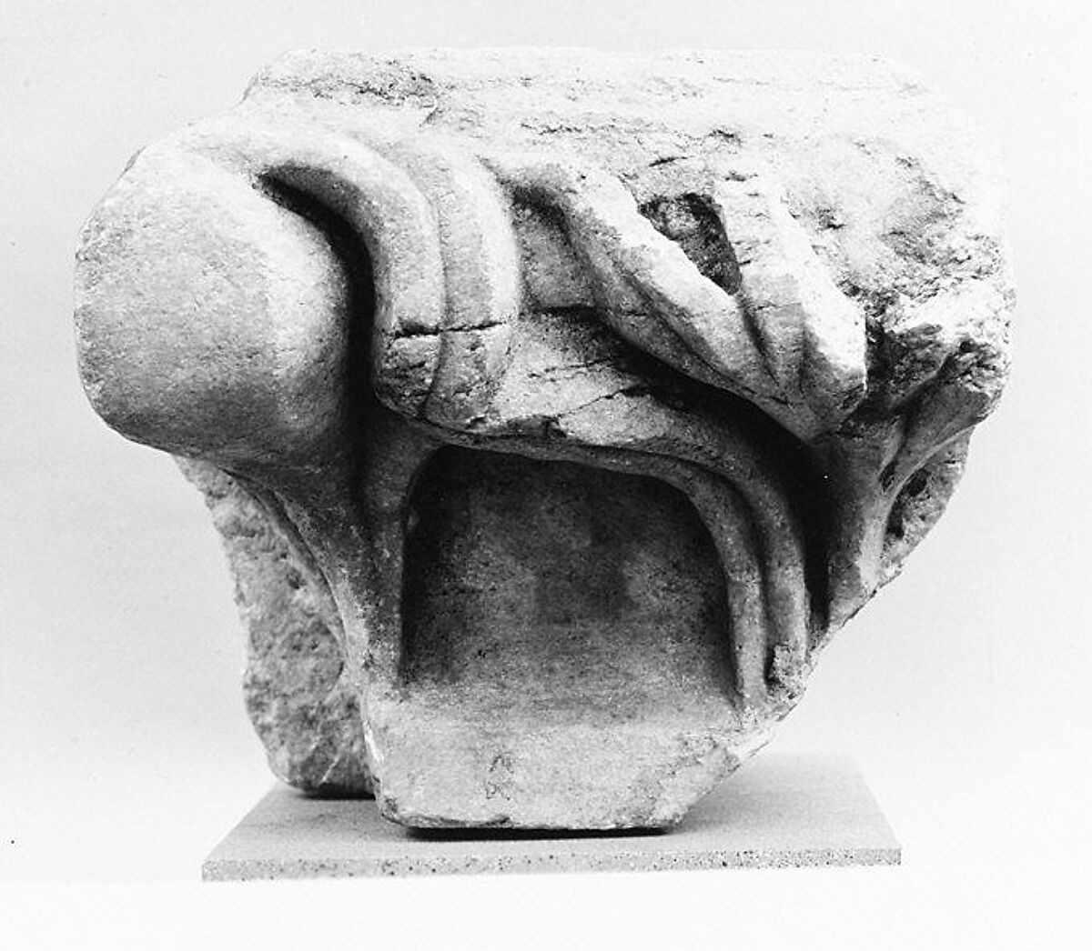 Marble fragment of an anta (pilaster) capital from the Temple of Artemis at Sardis, Marble, Greek 