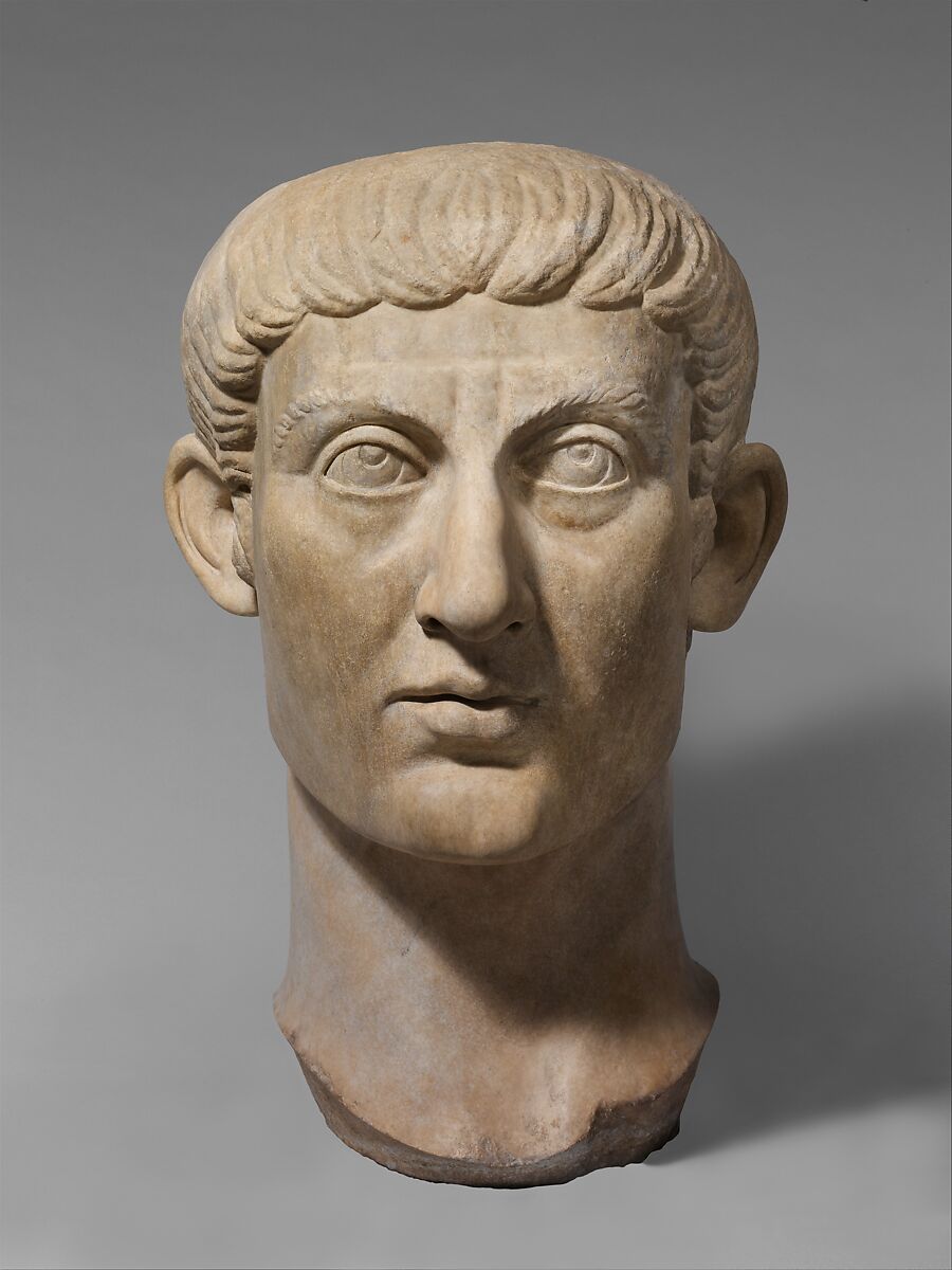 Marble portrait head of the Emperor Constantine I, Marble, Roman 