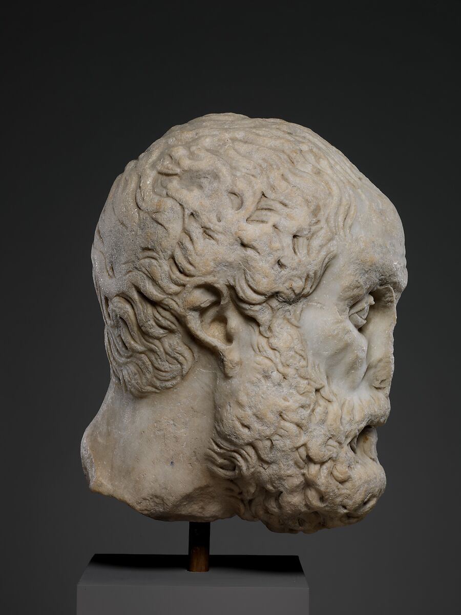 Marble head of a philosopher, Marble, Pentelic, Roman
