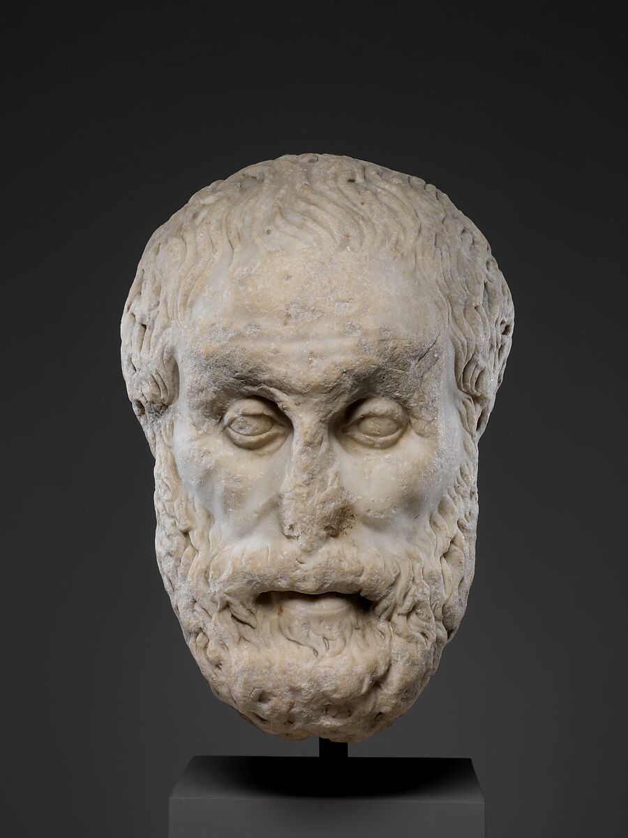 Marble head of a philosopher, Marble, Pentelic, Roman 