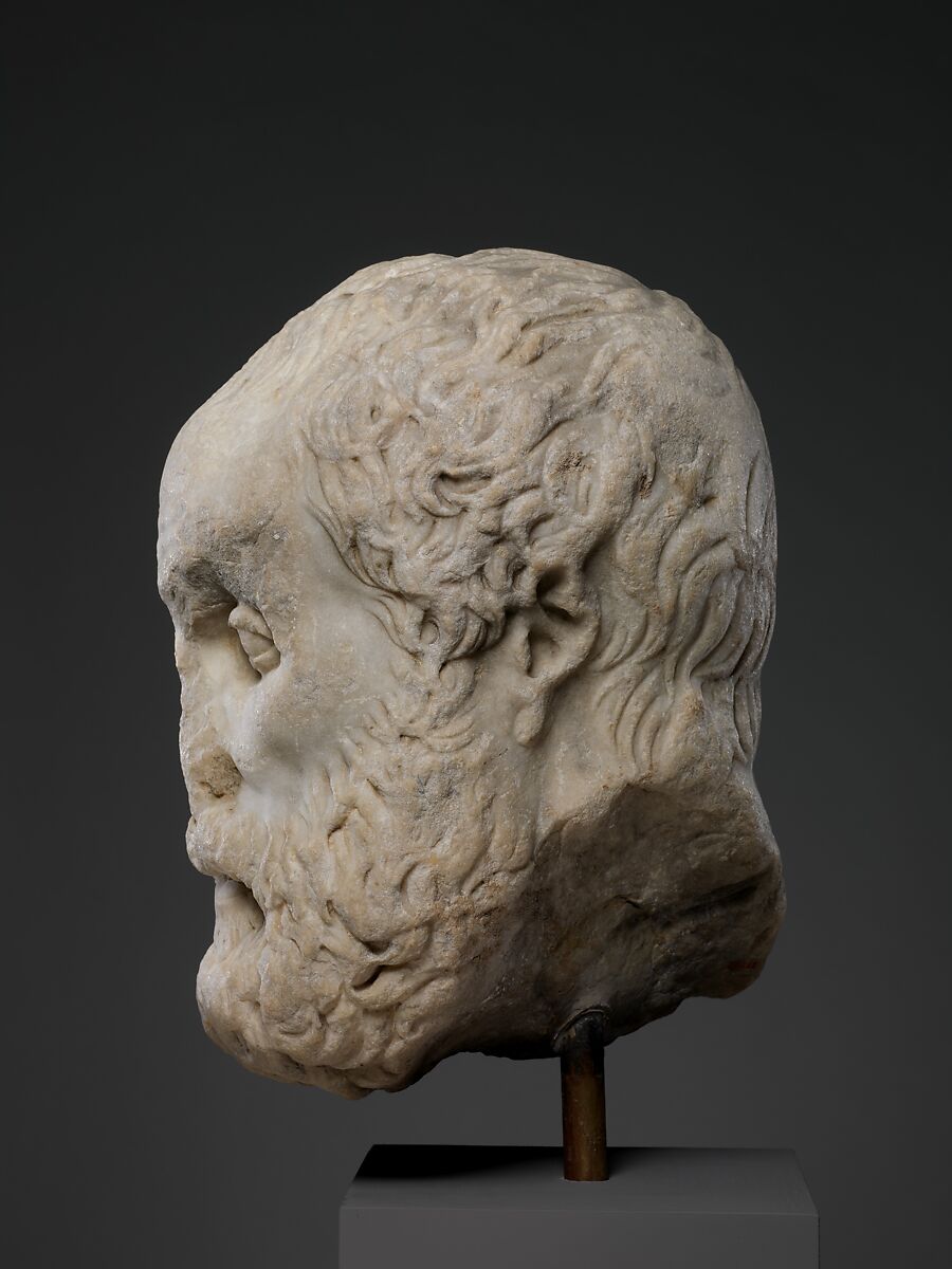 Marble head of a philosopher, Marble, Pentelic, Roman