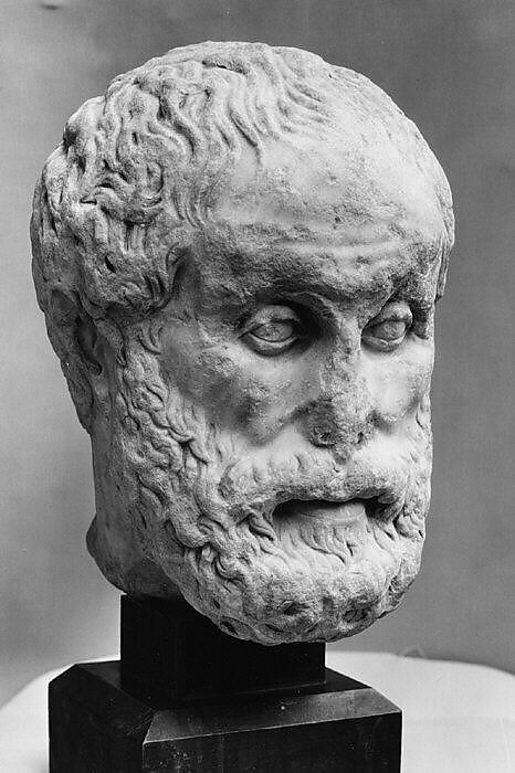 Marble head of a philosopher, Marble, Pentelic, Roman