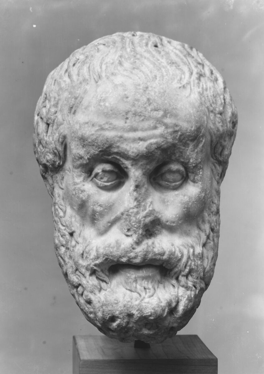 Marble head of a philosopher, Marble, Pentelic, Roman