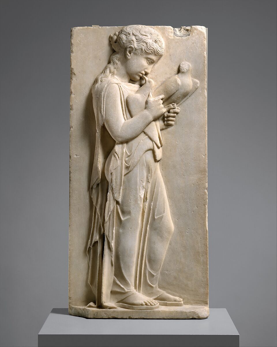 Marble grave stele of a little girl, Greek, Classical