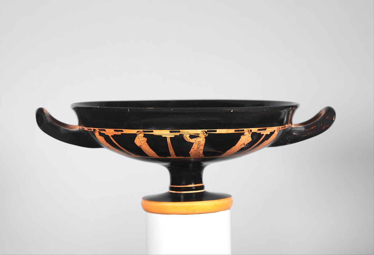 Terracotta kylix (drinking cup), Attributed to the Briseis Painter, Terracotta, Greek, Attic 