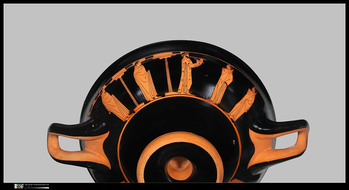 Terracotta kylix (drinking cup), Attributed to the Briseis Painter, Terracotta, Greek, Attic
