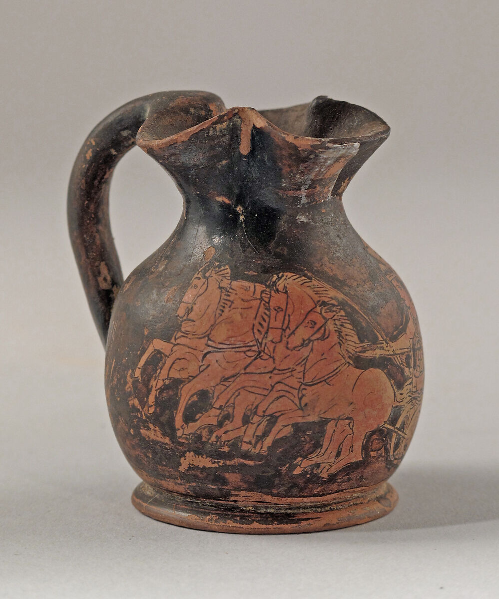 Oinochoe, miniature, Terracotta, Greek, Attic 