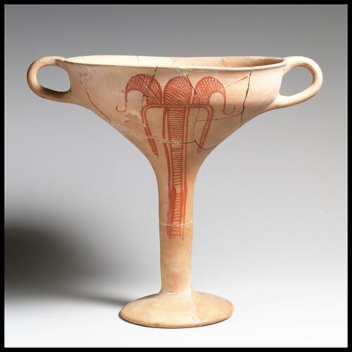 Terracotta kylix (drinking cup) with flower