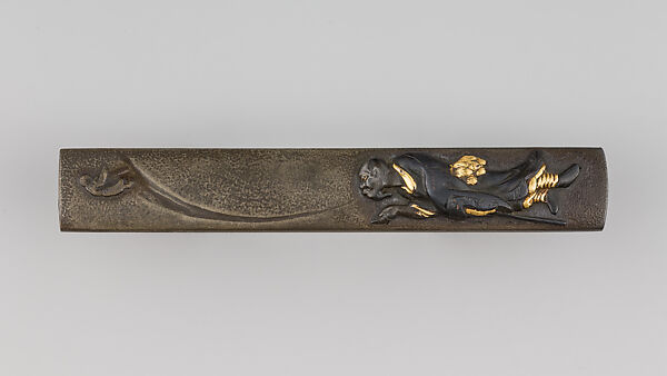 Knife Handle (Kozuka), Copper-silver alloy (shibuichi), gold, Japanese 