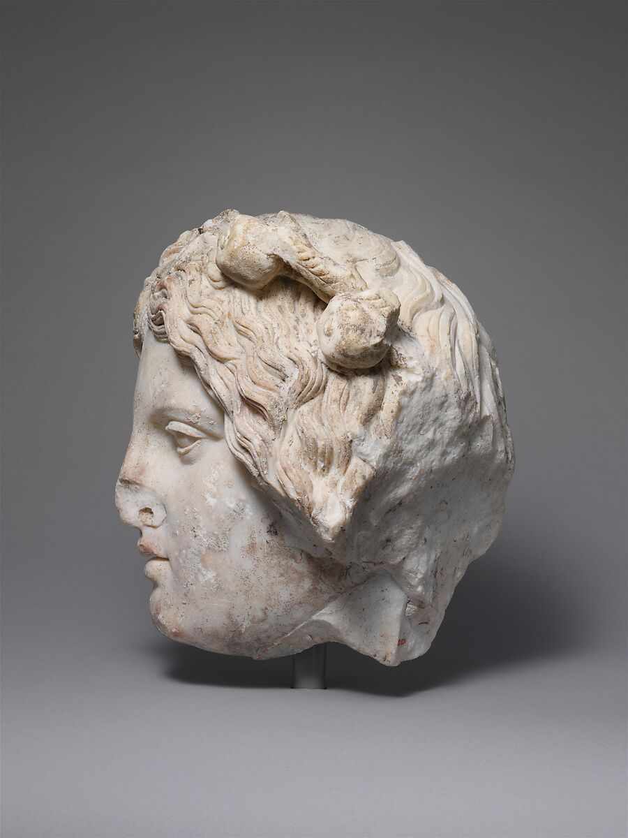Marble head of a deity, Marble, Roman