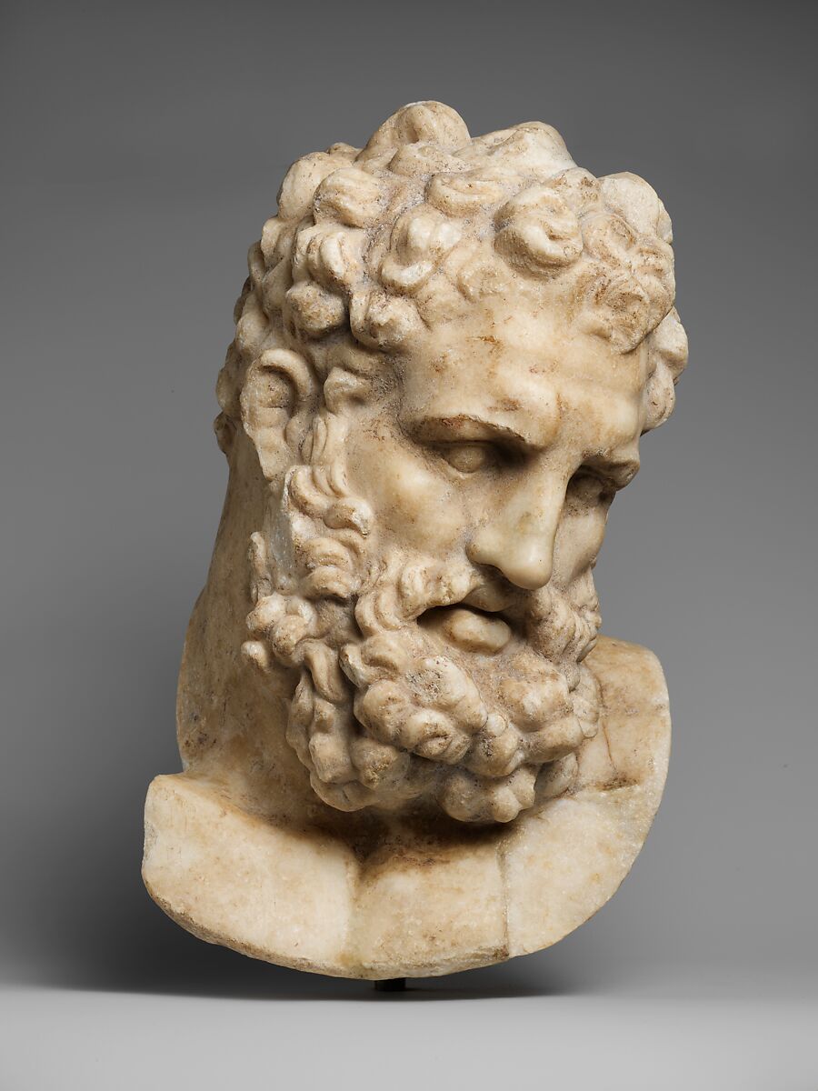 Marble head of Herakles, Marble, Parian ?, Roman