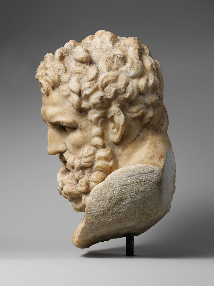 Marble head of Herakles, Marble, Parian ?, Roman
