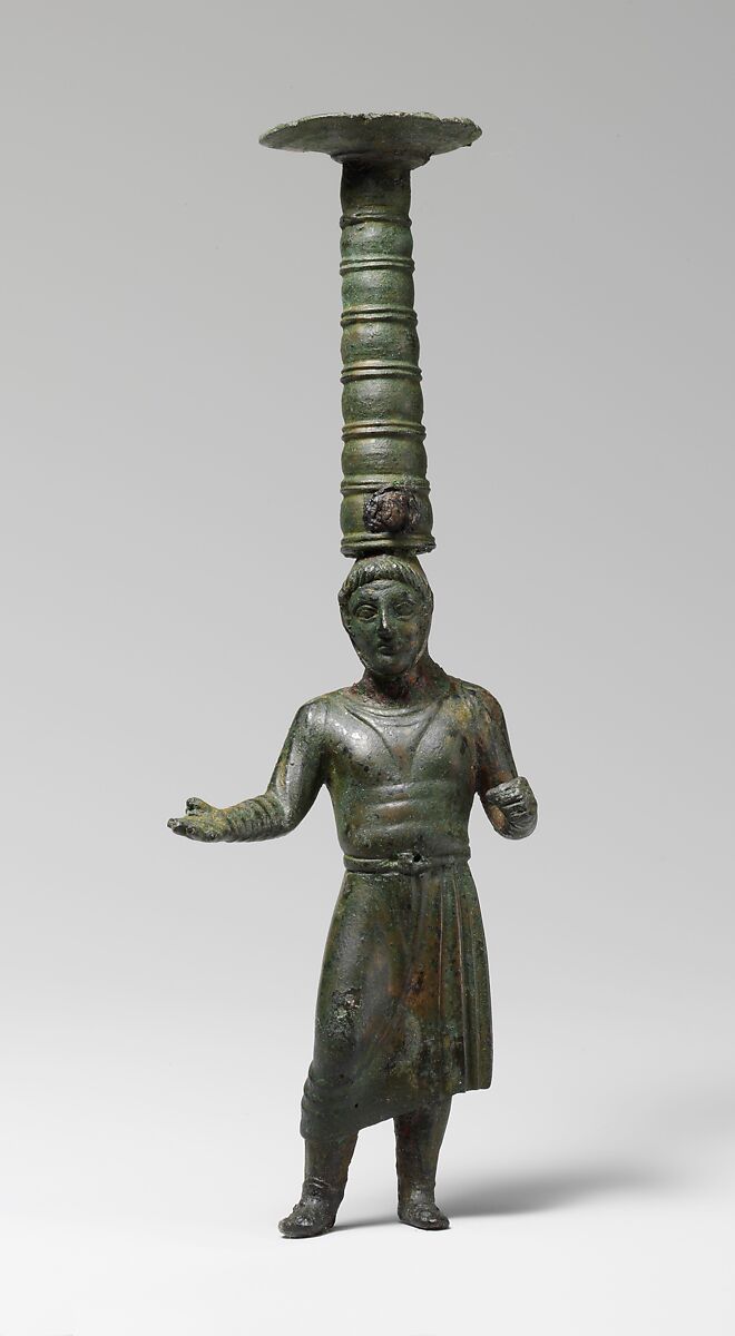 Shaft of a bronze thymiaterion (incense burner), Bronze, Etruscan 