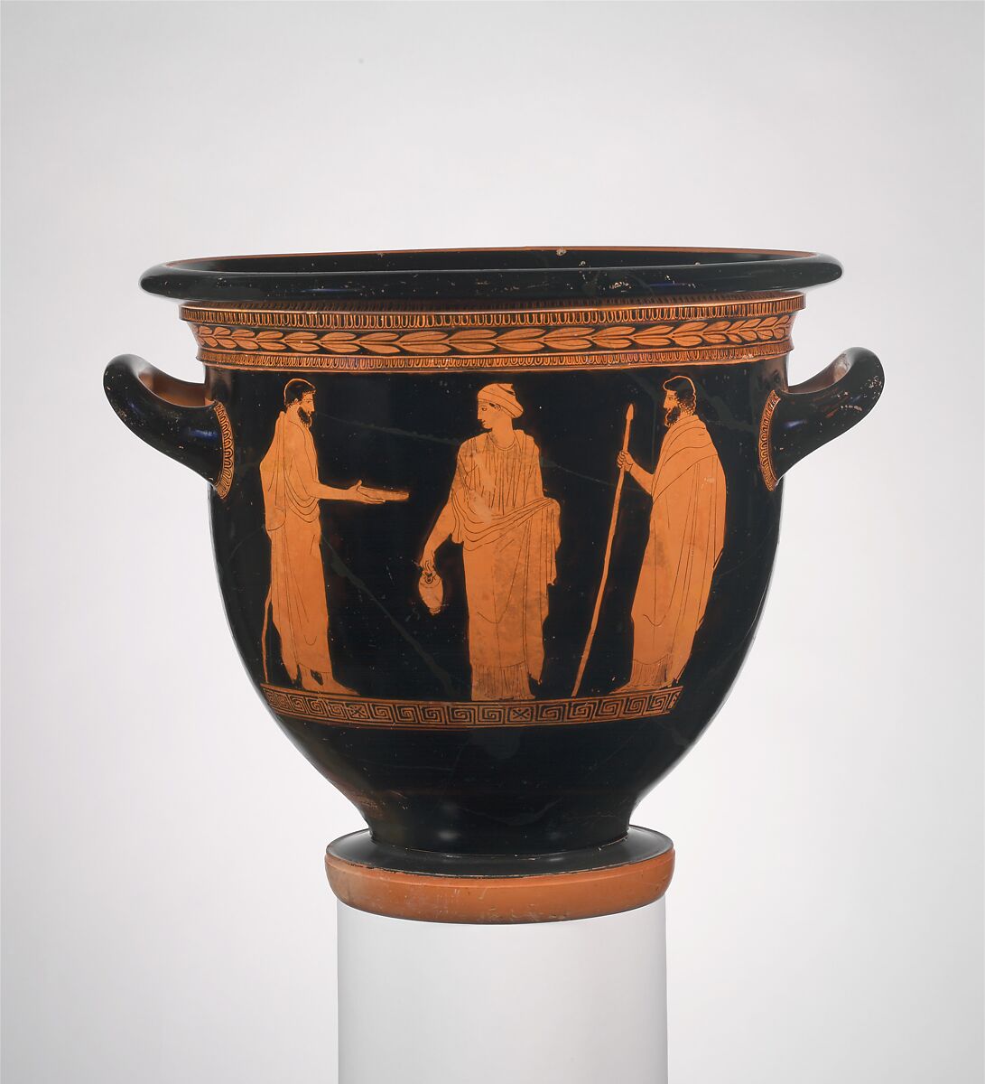 Terracotta bell-krater (bowl for mixing wine and water), Attributed to the Persephone Painter, Terracotta, Greek, Attic
