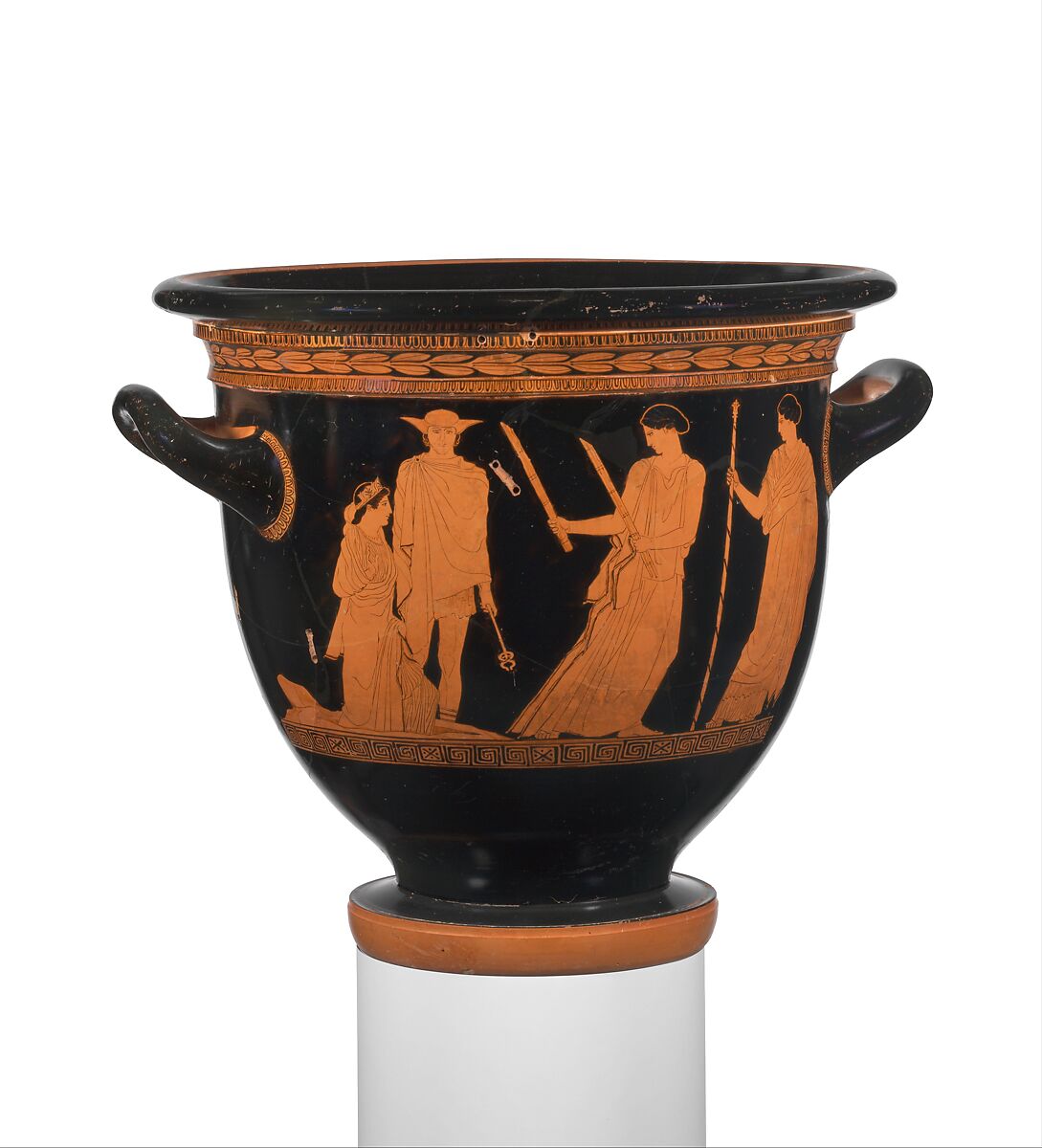 Terracotta bell-krater (bowl for mixing wine and water), Attributed to the Persephone Painter, Terracotta, Greek, Attic