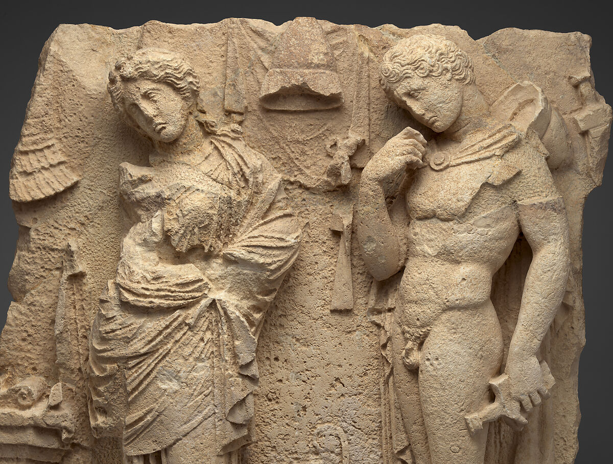 Limestone funerary relief, Limestone, Greek, South Italian, Tarentine