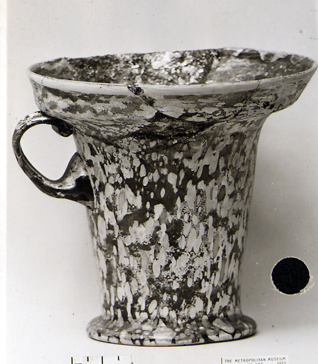Glass modiolus (one-handled drinking cup), Glass, Roman