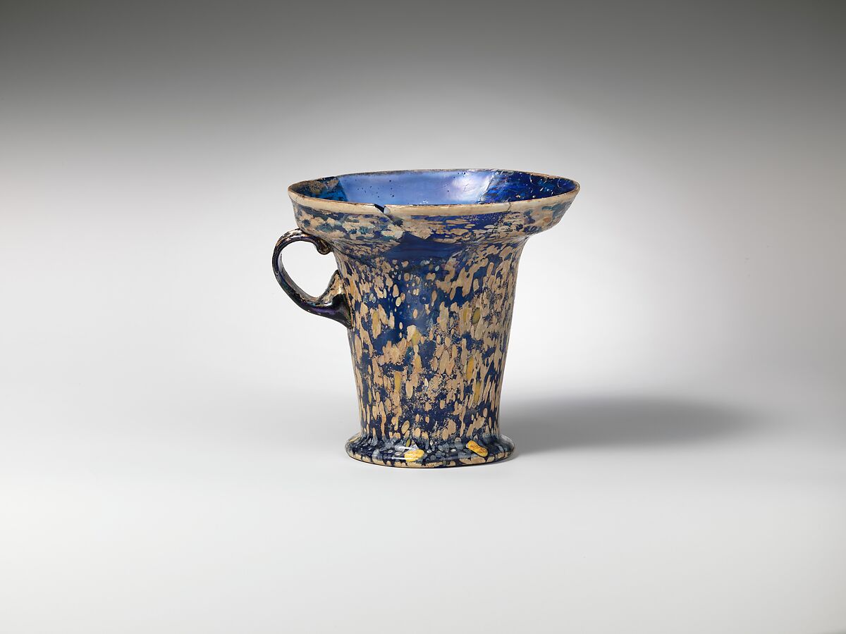 Glass modiolus (one-handled drinking cup), Glass, Roman 