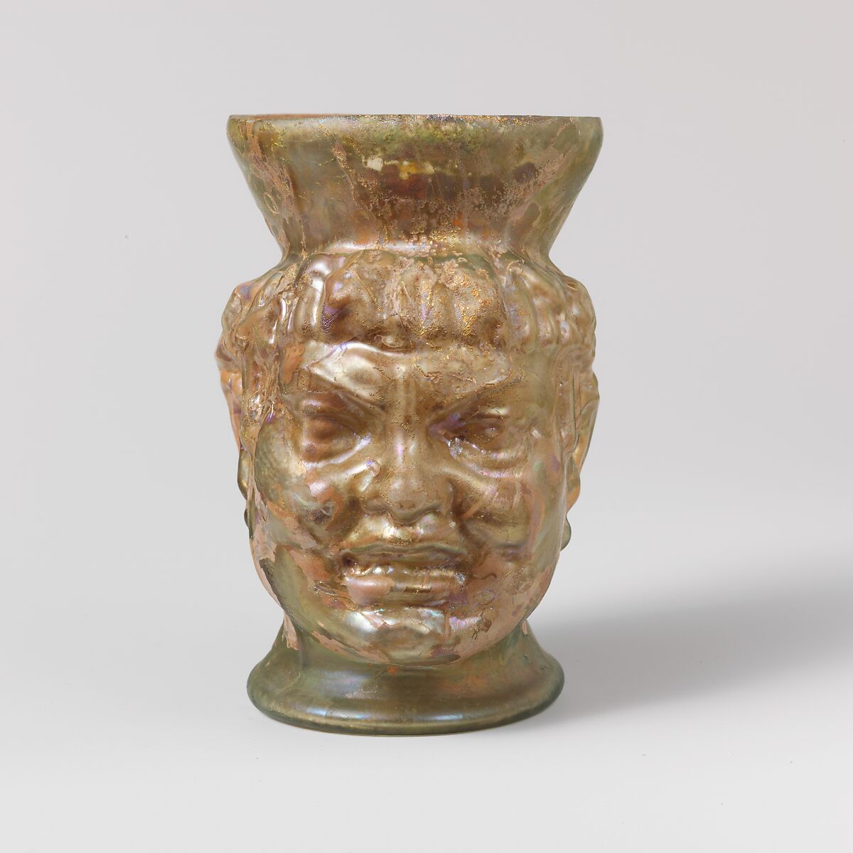 Glass cup in the shape of a Black African's head, Glass, Roman 