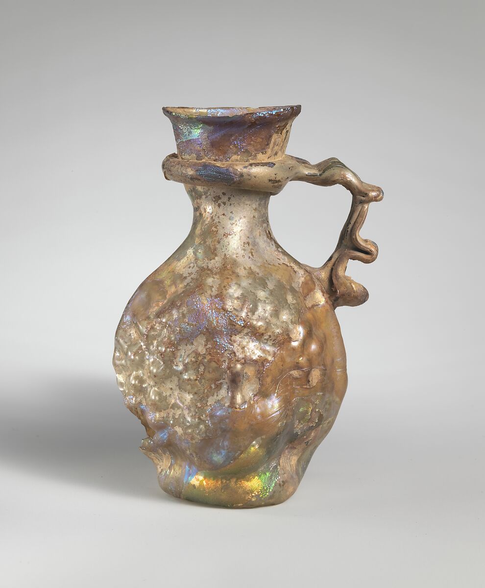 Glass double head-shaped flask, Glass, Roman 