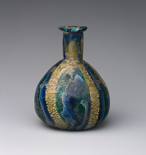 Glass gold-band mosaic bottle