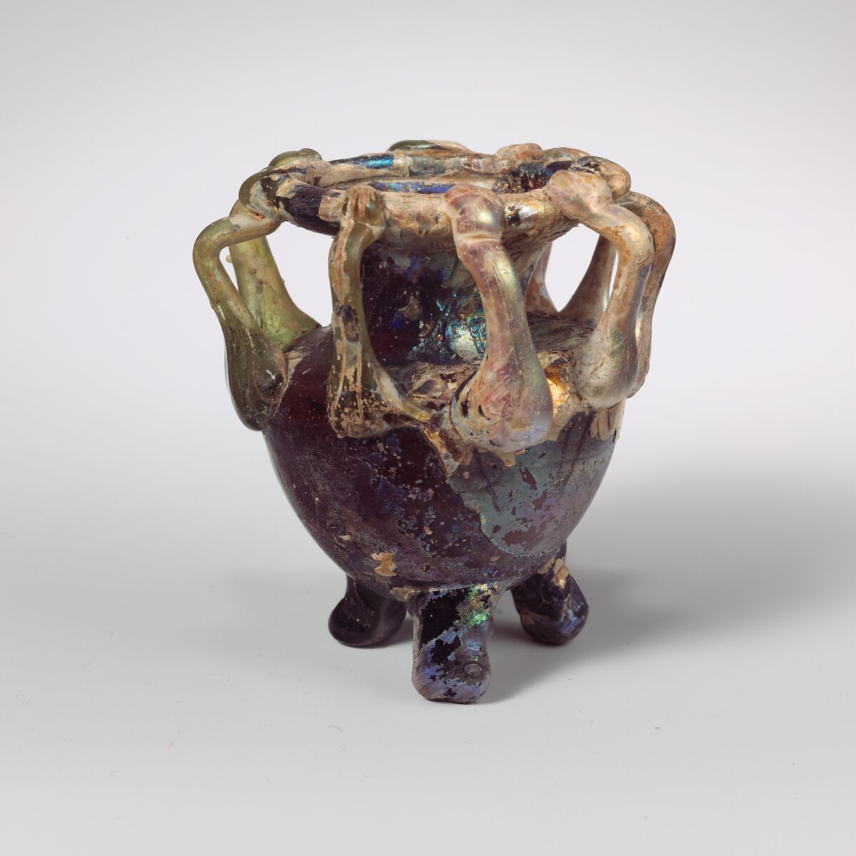 Glass footed jar, Glass, Roman, Palestinian 