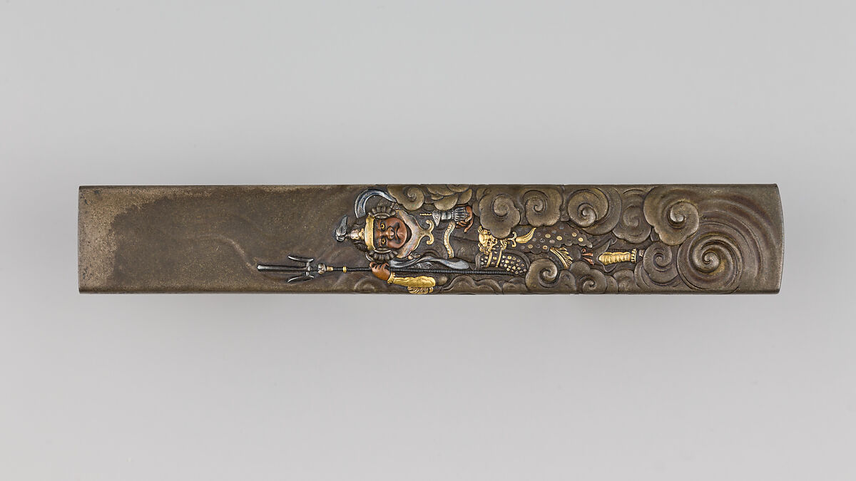 Knife Handle (Kozuka), Ichijosai Hironaga (Hirotoshi) (Japanese, died ca. 1800–25), Copper-silver alloy (shibuichi), gold, silver, copper, copper-gold alloy (shakudō), Japanese 