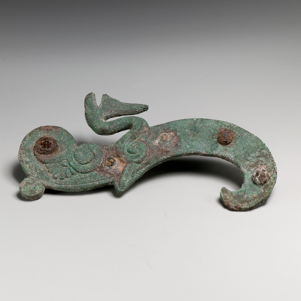 Fragments of a cart or chariot, S-shaped braces, Bronze, Iron, Etruscan