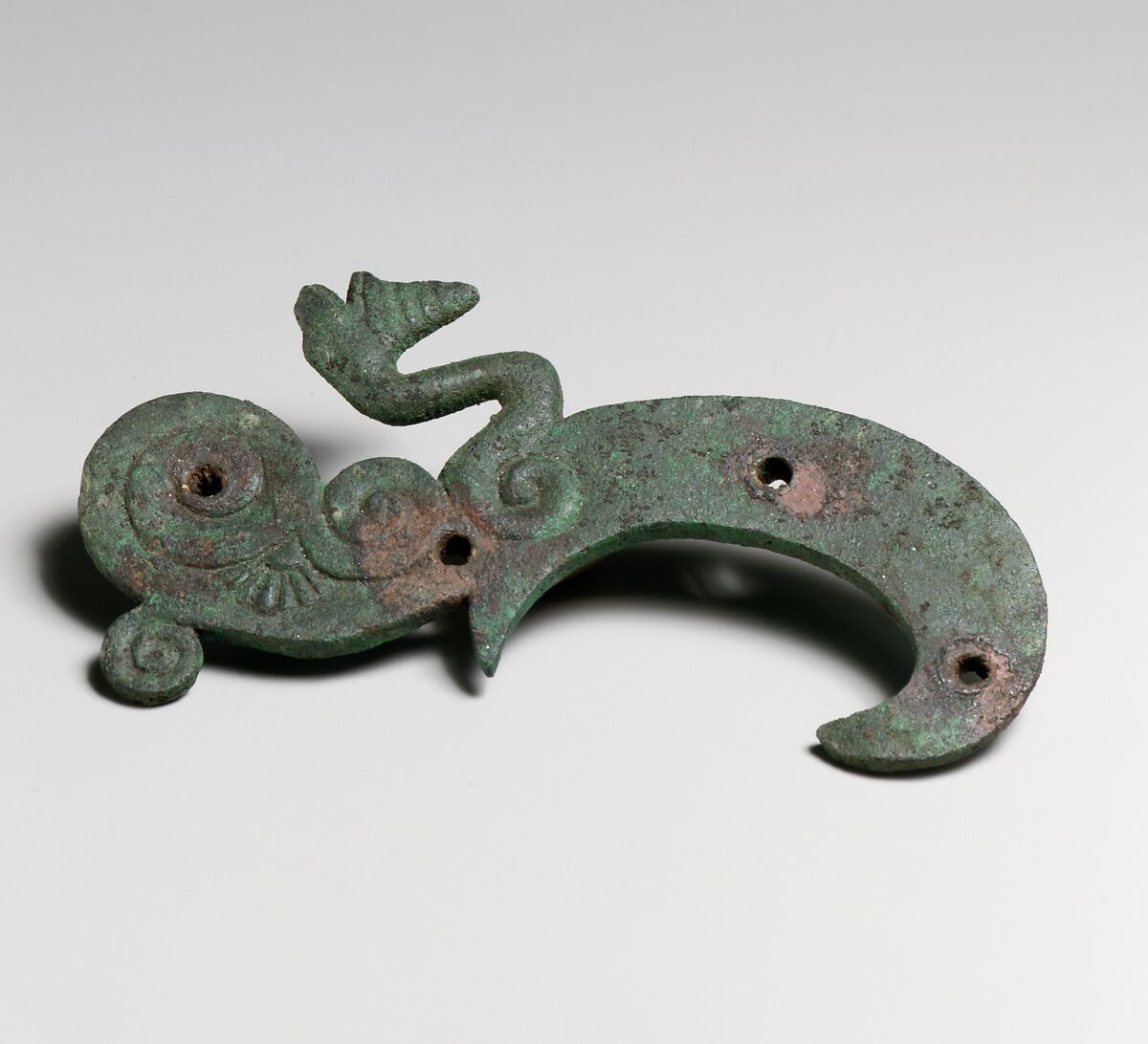 Fragments of a cart or chariot, S-shaped braces, Bronze, Iron, Etruscan 