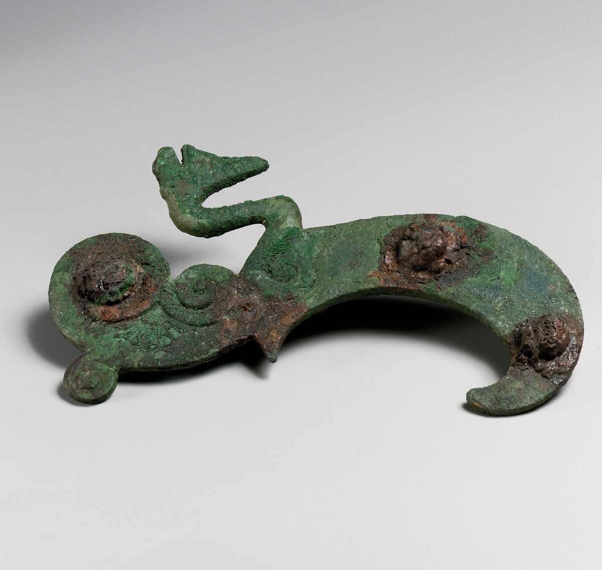 Fragments of a cart or chariot, S-shaped braces, Bronze, Iron, Etruscan