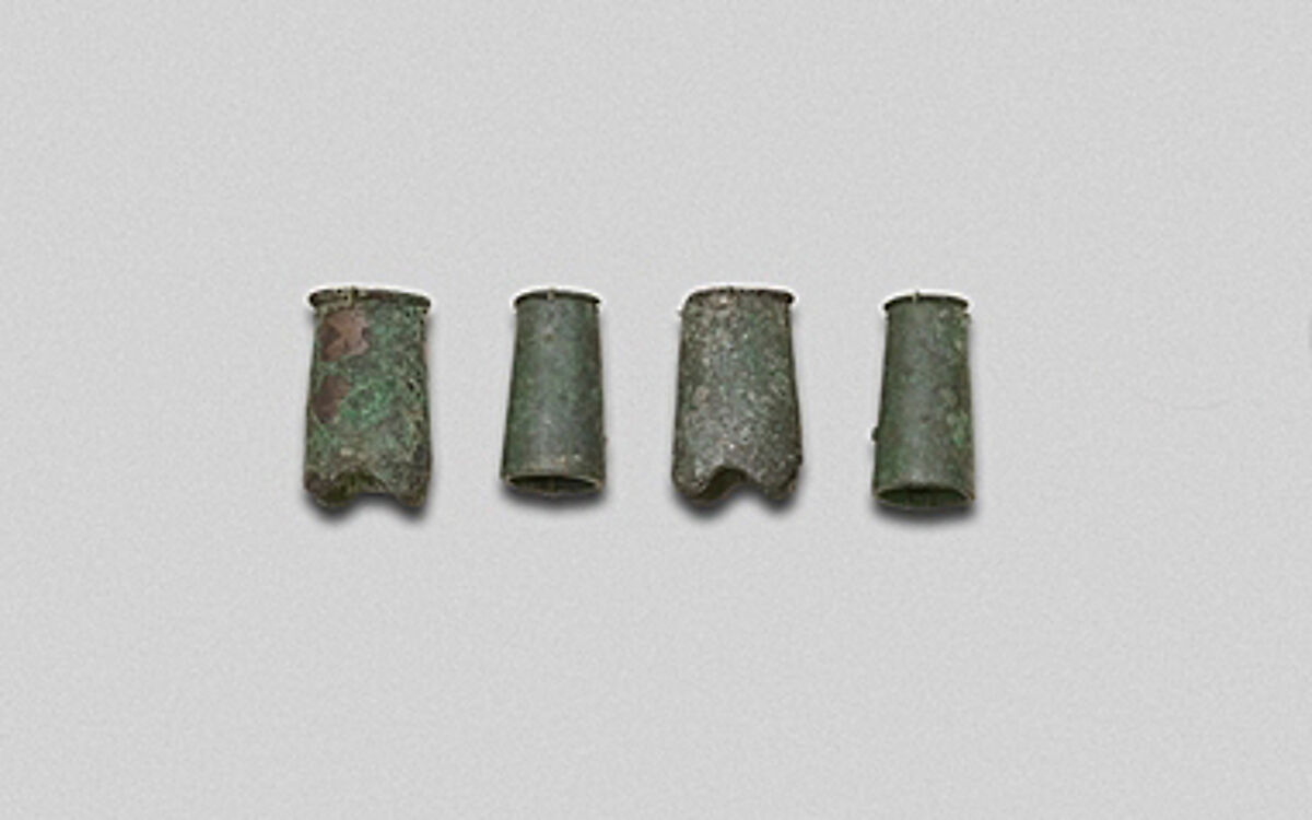 Fragments of a cart or chariot, sockets, Bronze, Etruscan 