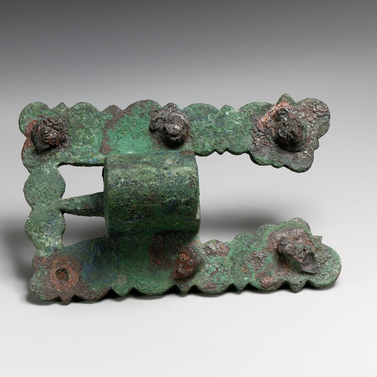 Fragments of a cart or chariot, sockets, Bronze, Iron, Etruscan 