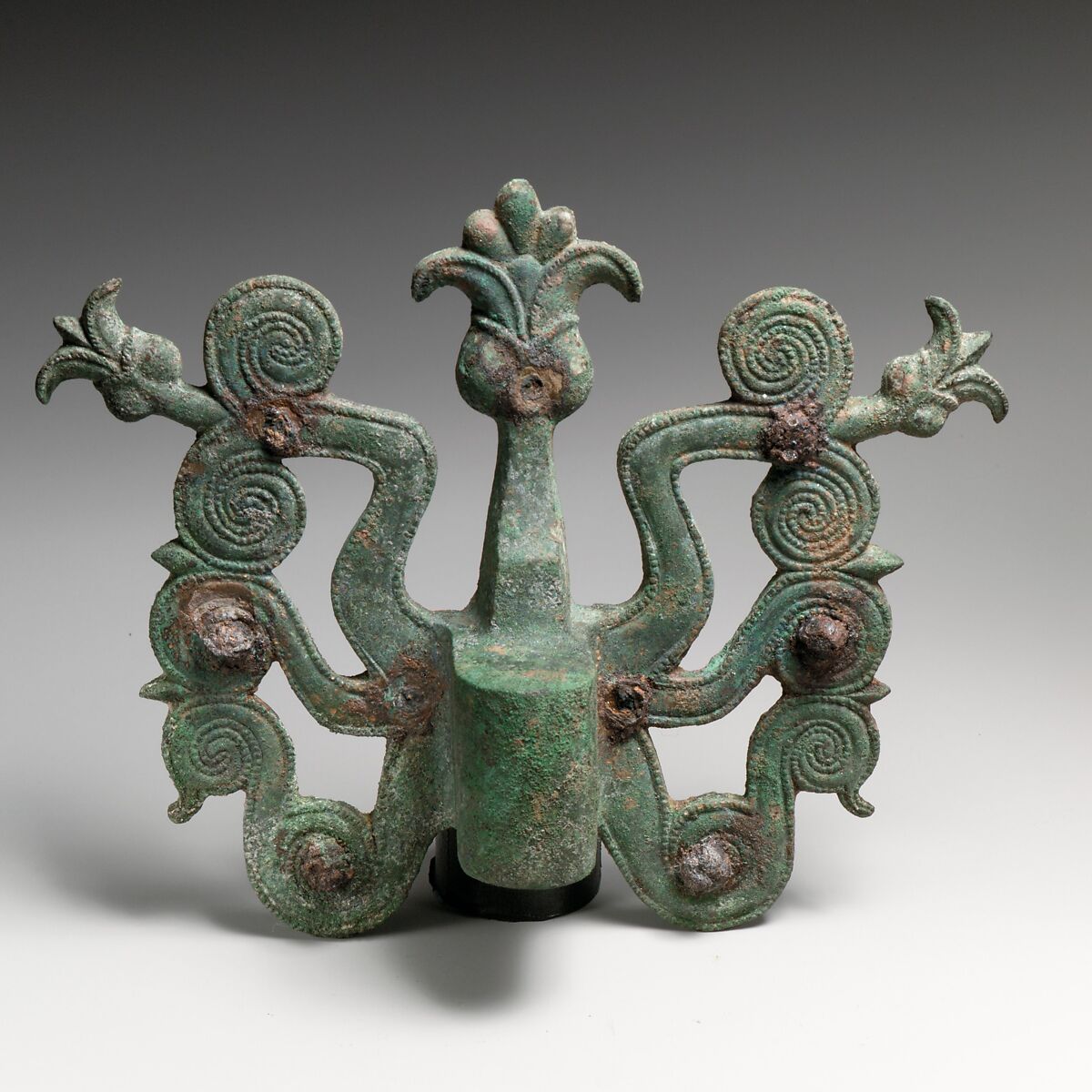 Fragments of a cart or chariot, sockets, Bronze, Iron, Etruscan 