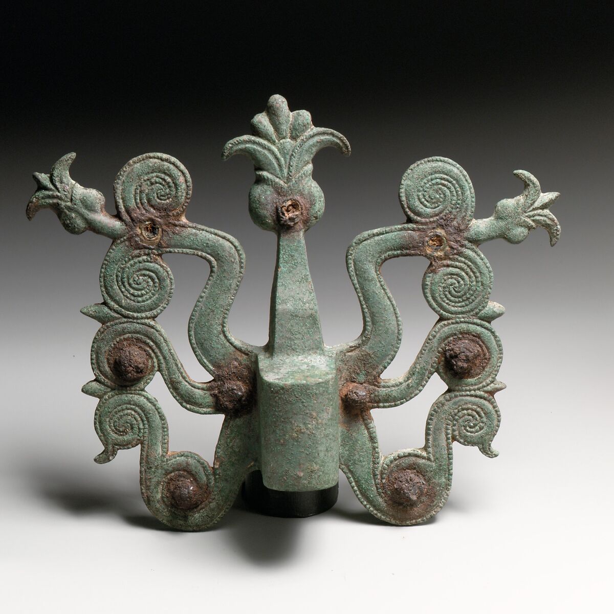 Fragments of a cart or chariot, sockets, Bronze, Iron, Etruscan