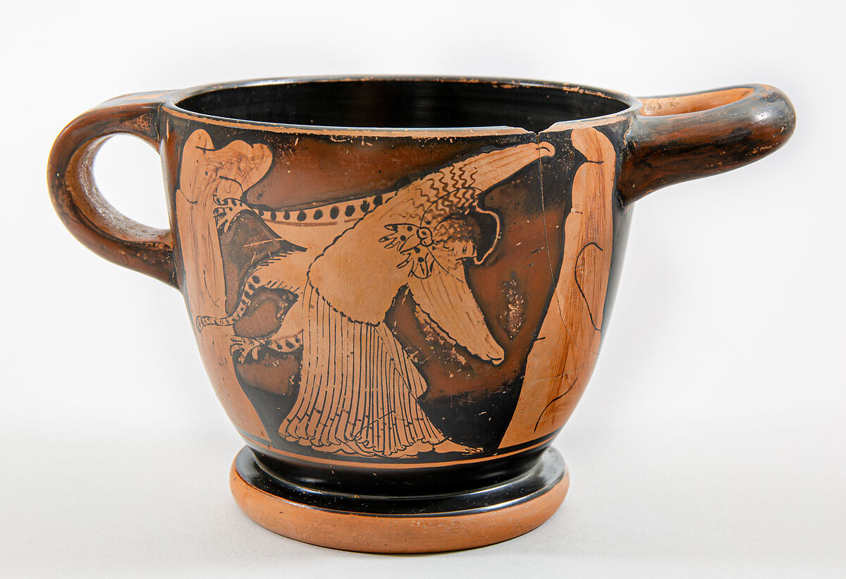 Terracotta skyphos (deep drinking cup), Attributed to the Brygos Painter, Terracotta, Greek, Attic